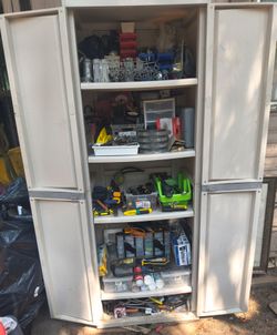 Large Garage Storage Cabinet Loaded with Tools, Hardware & Supplies - $125 OBO