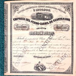 Una Accion De 100 Pesos-1882-empresa Del Ferrocarril De Guantanamo