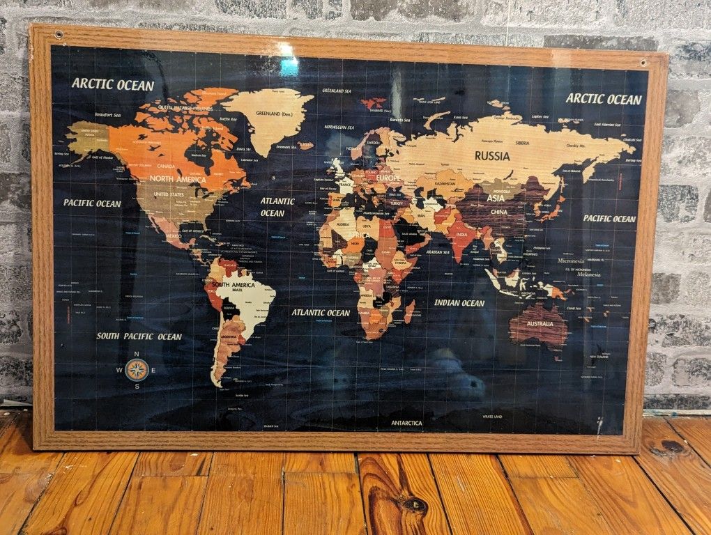 World Map Wall Art 28"X19"