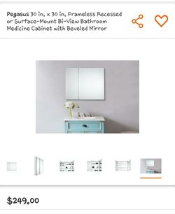 Pegasus 30x30 in frameless recessed or surface mount mirror brand new