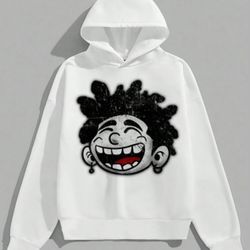 EMRG Men's Cartoon Character Print Long Sleeve Casual Hooded Sweatshirt