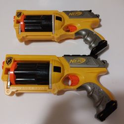 2 Nerf Maverick Rev-6 Nerf Gun N-Strike Yellow Black Revolver, no bullets