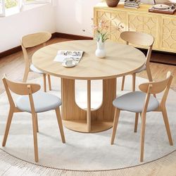 Dining Chairs Set of 4, Solid Wood Dining Chair Armless, Mid-Century Modern Upholstered Linen Seat Cushion Dining Room Chair for Home Kitchen Dining R