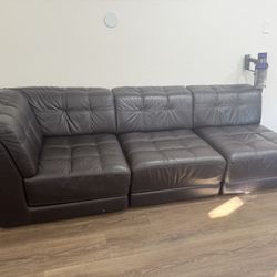 Brown Leather Sectional Sofa 