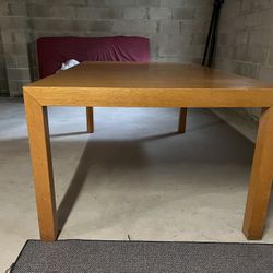 Wood Table Mission Style Table 6 feet in length by 42 inches wide 30 inches tall this table has two leaves 18 inches each the table opens up to 66  in