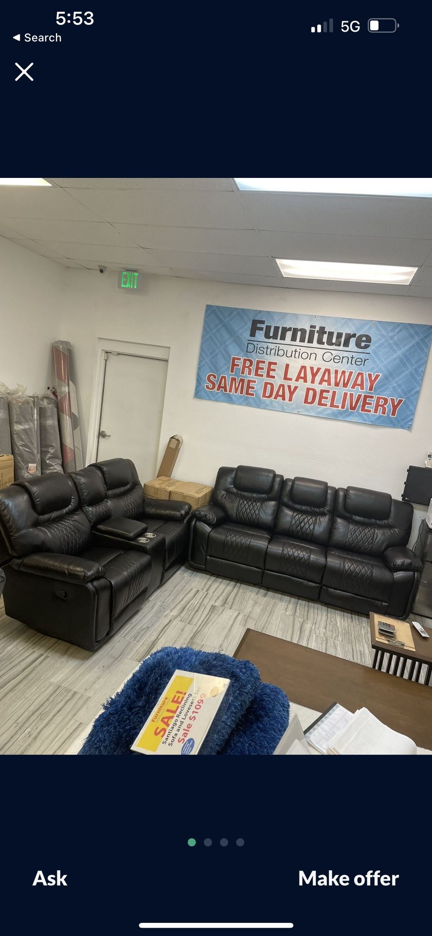 Gorgeous Black Santiago Sofa And Loveseat!$1199!*SAME DAY DELIVERY*NO CREDIT NEEDED*EASY FINANCING*HUGE SALE*