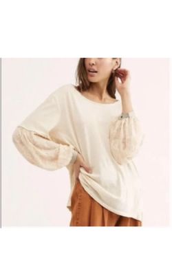 Free People Balloon Paisley Design Sleeve Top T Shirt Boho Style