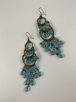 Turquoise and Gold Beaded Earrings