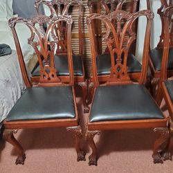 6 Antique Chippendale Style Chairs 