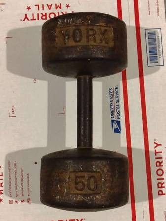 York Barbell Single Roundhead Vintage DUMBBELL 50 LBS