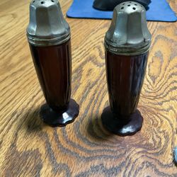 Depression Era Salt And Pepper Shakers Deep Purple Glass