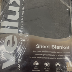 Vellux 100% Cotton 2-in-1 Sheet Blanket King Gray/New Sealed