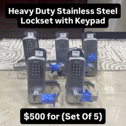 Heavy Duty Stainless Steel Lockset With Keypad (Set Of 5) 