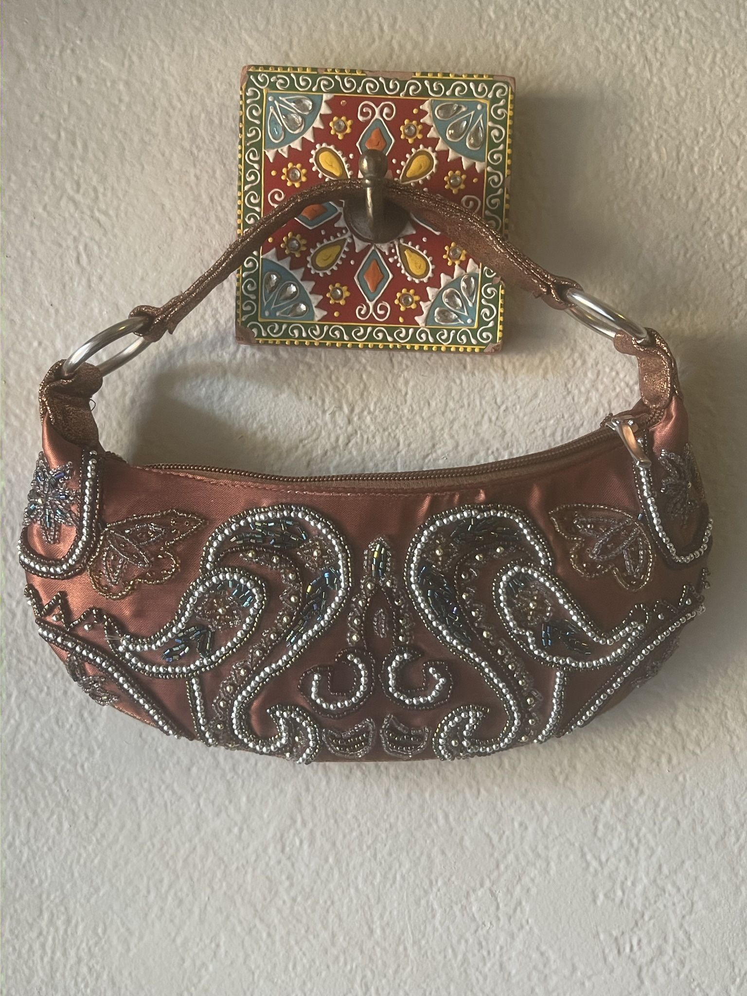 Elegant boho Purse with Beaded Design and Intricate Beadwork
