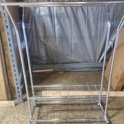Potable Chrome Clothing Rack with Wheels(New In A Box)