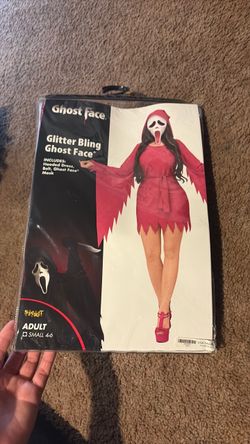 Ghost Face Glitter Bling Halloween Costume Adult Small