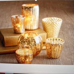Electric Mercury Glass Votive Holders Set Of 6 Gold
