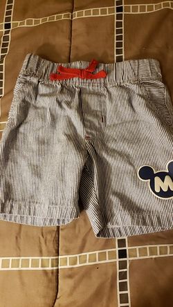 Toddler boys Mickey mouse blue & white striped shorts