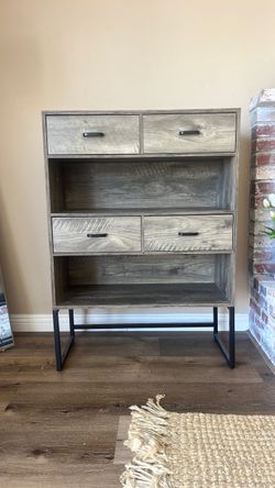 Industrial Wood and Metal Storage Cabinet