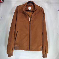 New Peter Millar Men's XL Bomber Full Zipper Jacket Brown Wool Cashmere Pockets