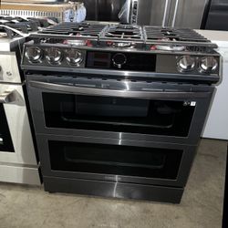 Samsung Black Stainless Steel Double Oven Stove UE
