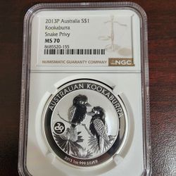 2013P Australia S$1 Kookaburra Snake Privy MS70 NGC