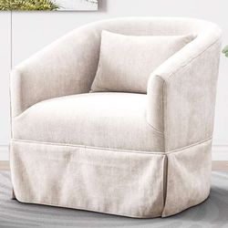Finsted Upholstered Swivel Barrel Chair with Skirt $210