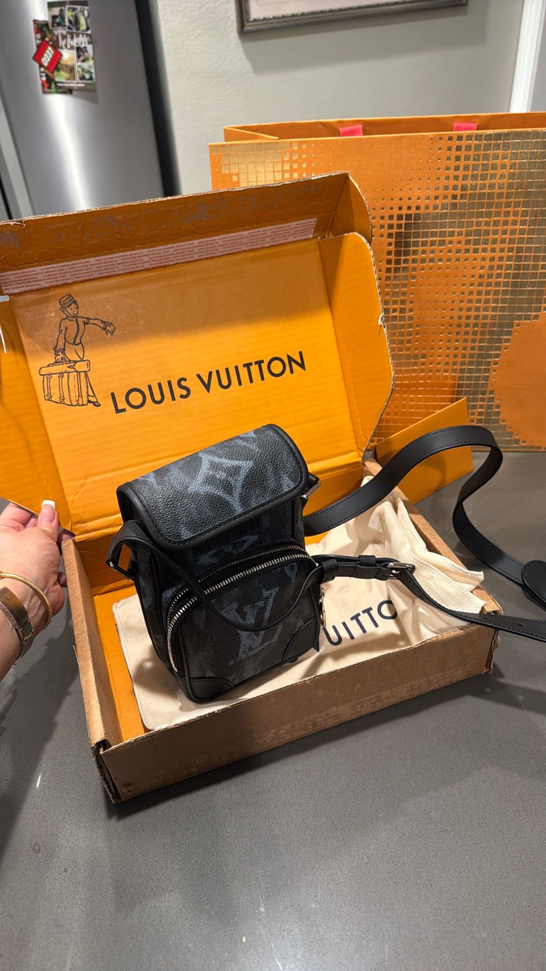 Authentic Louis Vuitton Monogram Pastel Nano Amazone Messenger Black