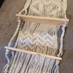 2 Tier Wood Shelf Macrame Decorative Wall Hanging 