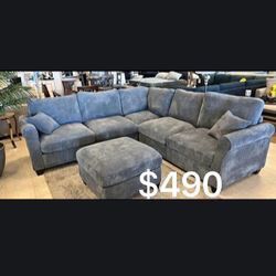 Sectional Sofa With Ottoman Dark Grey Brand New 