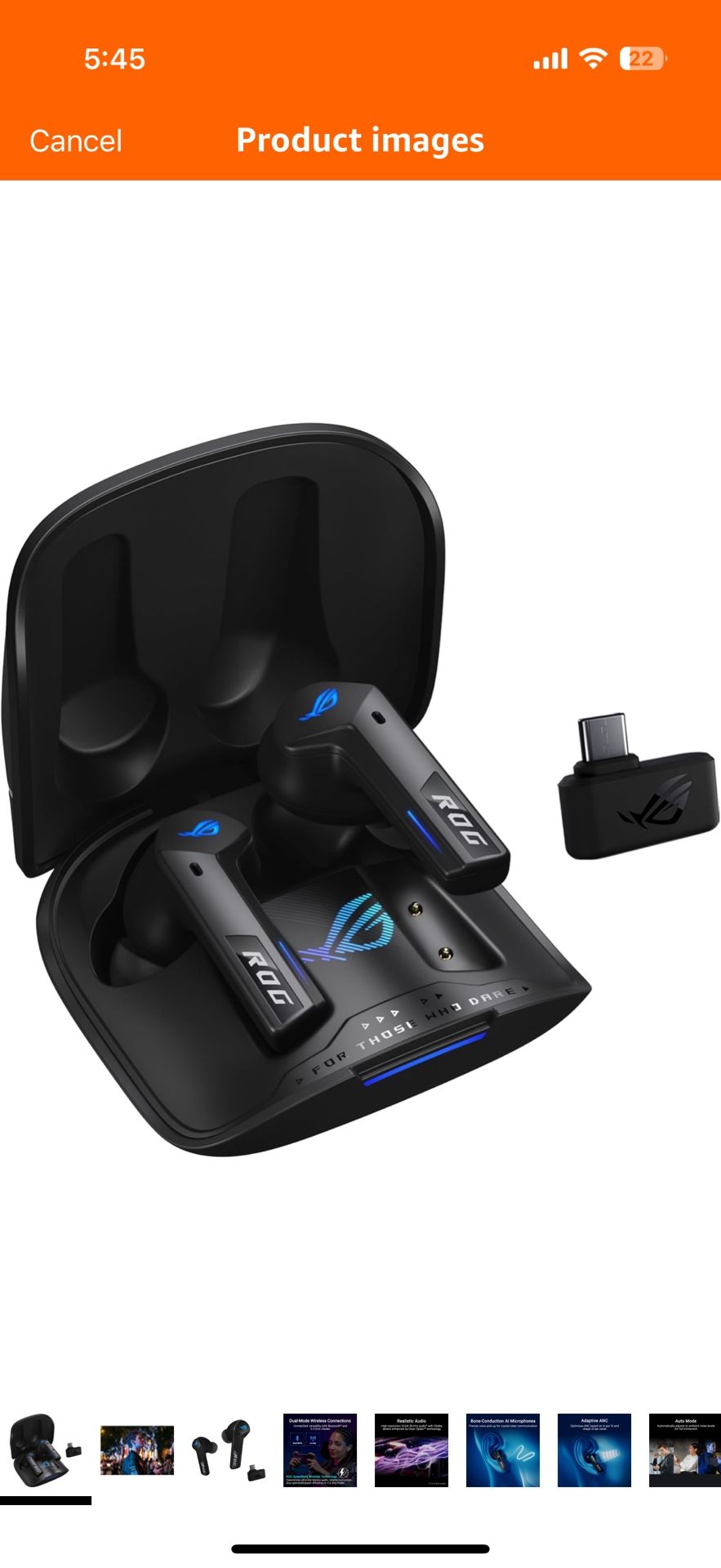 ASUS ROG Cetra True Wireless SpeedNova Gaming Earbuds – Dual-Mode (BT, 2.4GHz), Dirac Opteo, Bone-Conduction AI Mic, Adaptive ANC, 46Hr Battery, for P