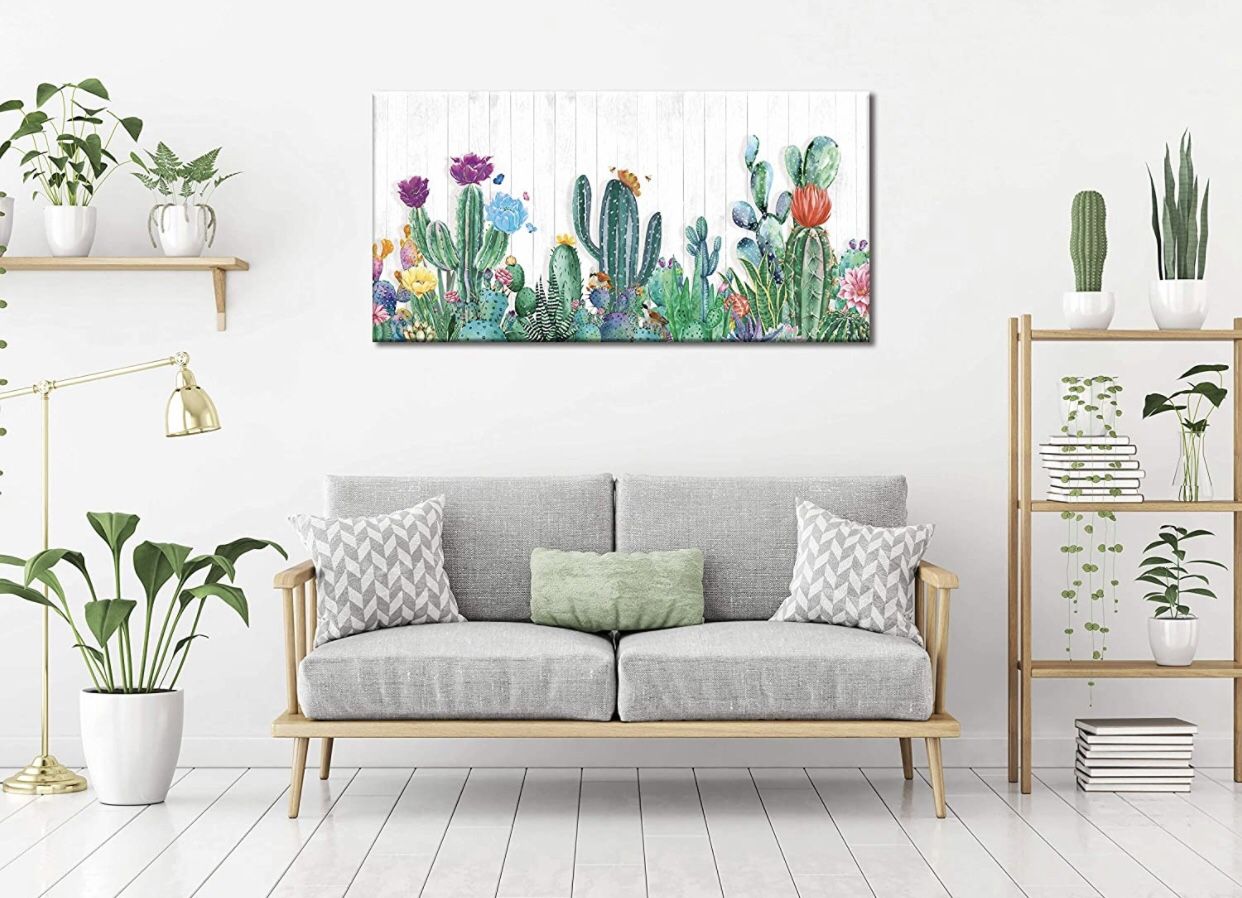 Wall Canvas Print With Succulents And Plants Wall Decor Picture 