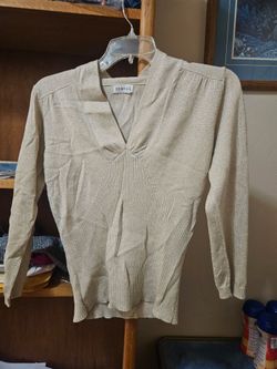 George Metallic Tan/Gold L/S Sweater Pullover Medium Vintage