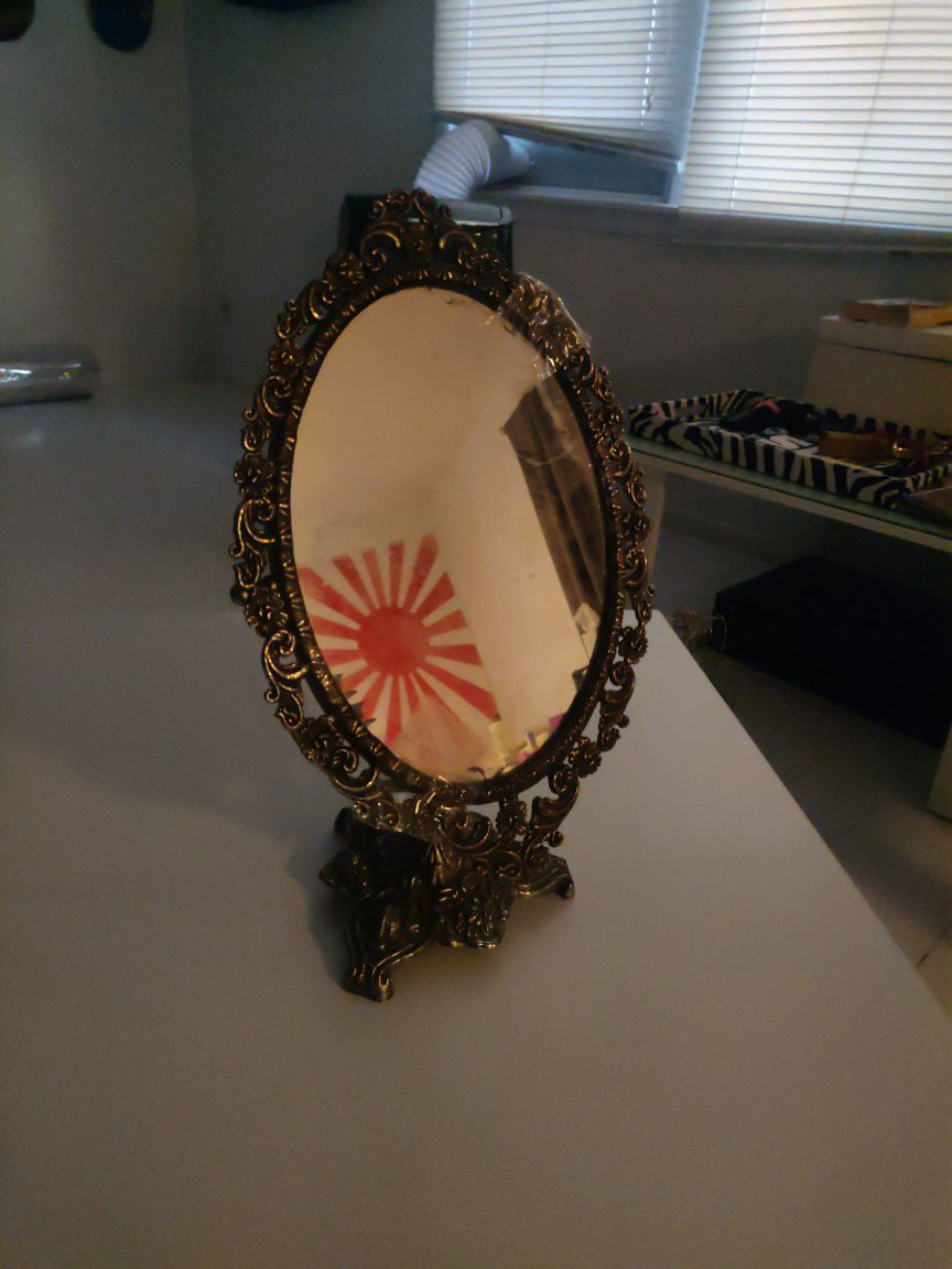 antique vintage oval standing vanity mirror