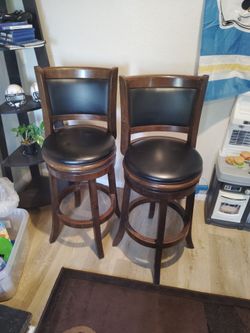 Set of 2 Swivel Bar Stools with Back