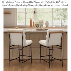 Modern Sherpa White Counter Stools 