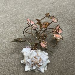 Vintage, seashell, metal flower , Art