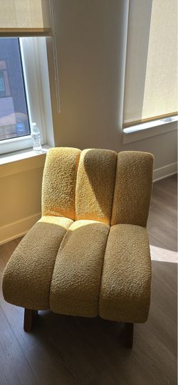 Boucle Accent Chair with Wood Legs