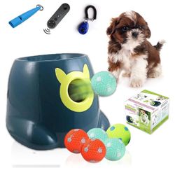 New Dog Ball Launcher- Including 6 High-Bounce Washable Latex Balls, Training Clicker, and Whistle. 