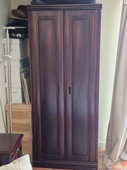90s Japanese Otsuka Kagu Armoire High End Solid Wood