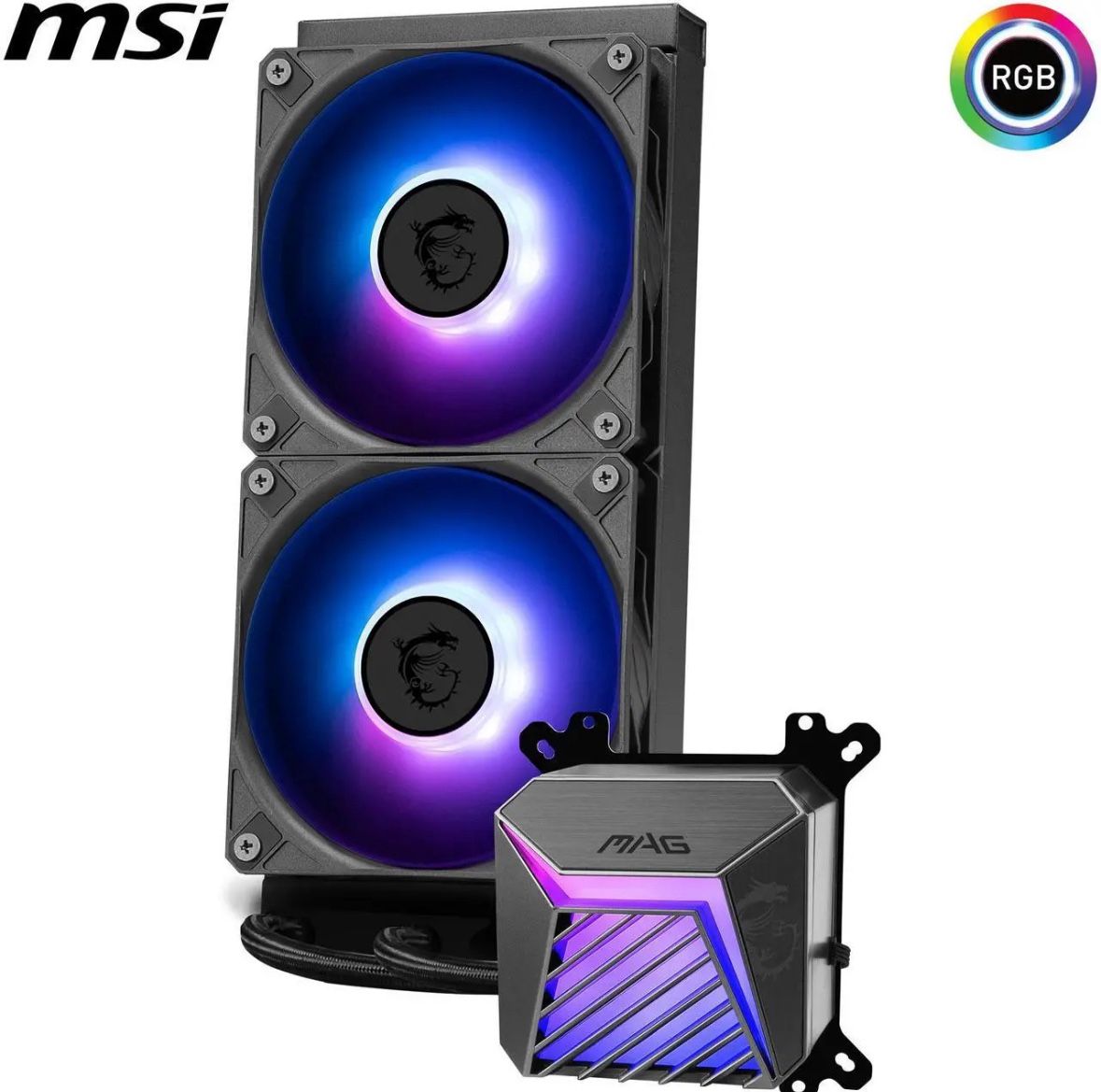 MSI MAG Coreliquid A15 240 Black- AIO ARGB Liquid Cooling - 240mm Radiator - Dual 120mm ARGB PWM Fans - EZ Connect - Uni Bracket - LGA 1700/1851/AM5/A