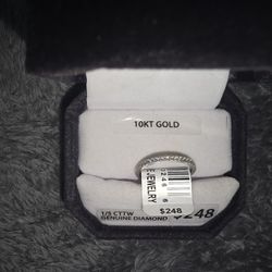 1/5 Carat T.W. (I2 Clarity  H-I Color) Brilliance Fine Jewelry Diamond Wedding Band in 10kt White Gold  Size 7