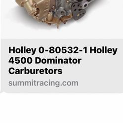 Holley 1250 Dominator Carburetor With Fuel Line-NEE