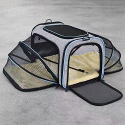 NEW Airline Approved Travel Pet Carrier For Dog Cat Expandable Carrying Bag 