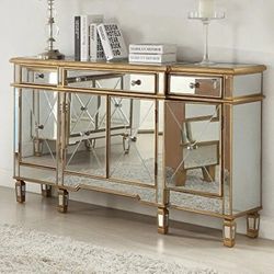 Mirrored Glass Console Table Sideboard Buffet