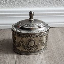 Vintage heavy ornate silver plated jewelry box