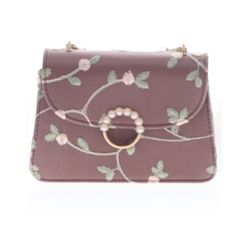 Floral Embroidered Mauve Purse 