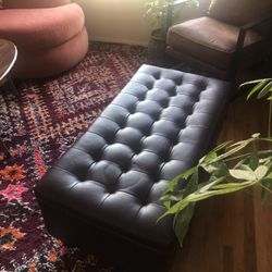Faux Leather Storage ottoman