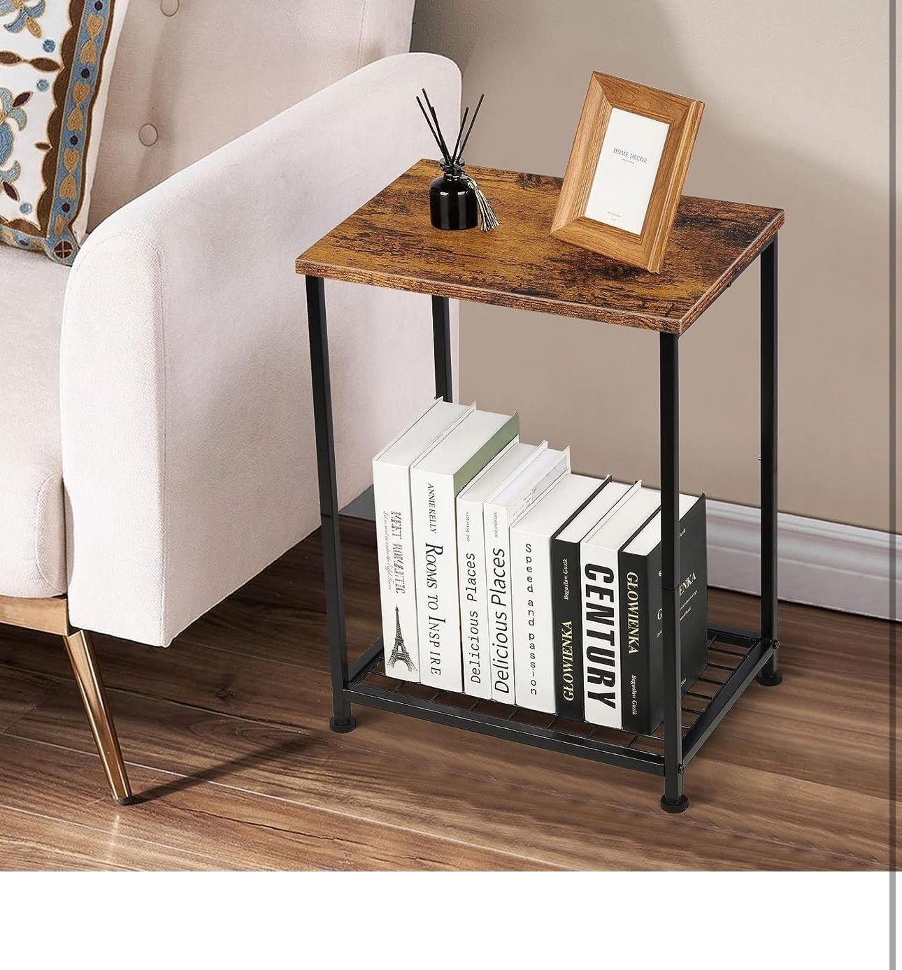 New Bed Bath & Beyond 2 Tier Small End Table with Open Storage Shelf,Set of 2 Brown