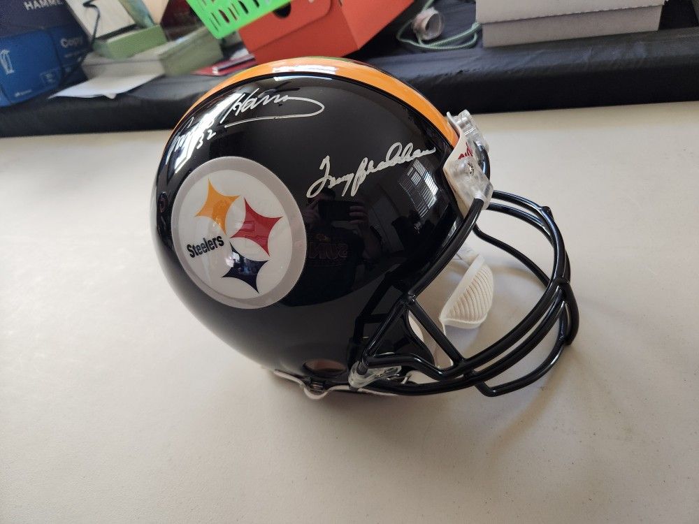 Terry Bradshaw, Franco Harris, and Lynn Swann signed Helmet